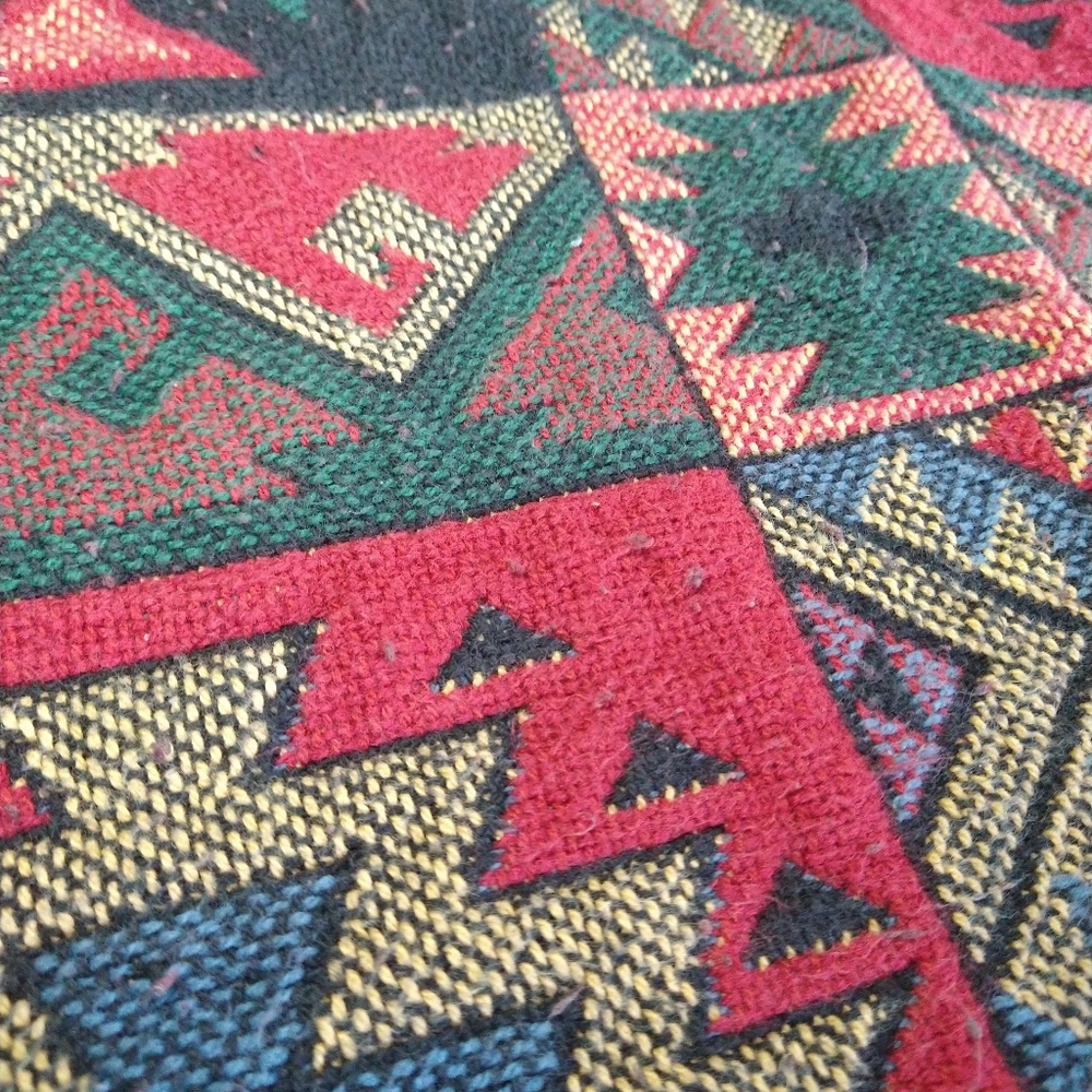 Vintage Aztec Geometric Abstract Navajo Print Pattern Tapestry Blanket Rug Pants - Picture 2 of 4